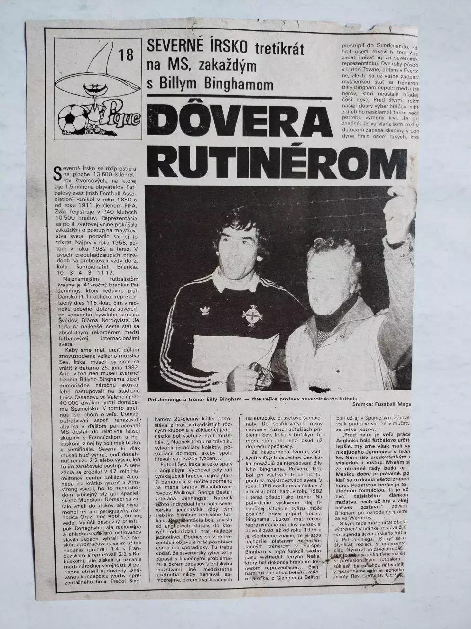 Постер участник чм по футболу из журнала Старт ЧССР- сборная Сев. Ирландия 1986 1