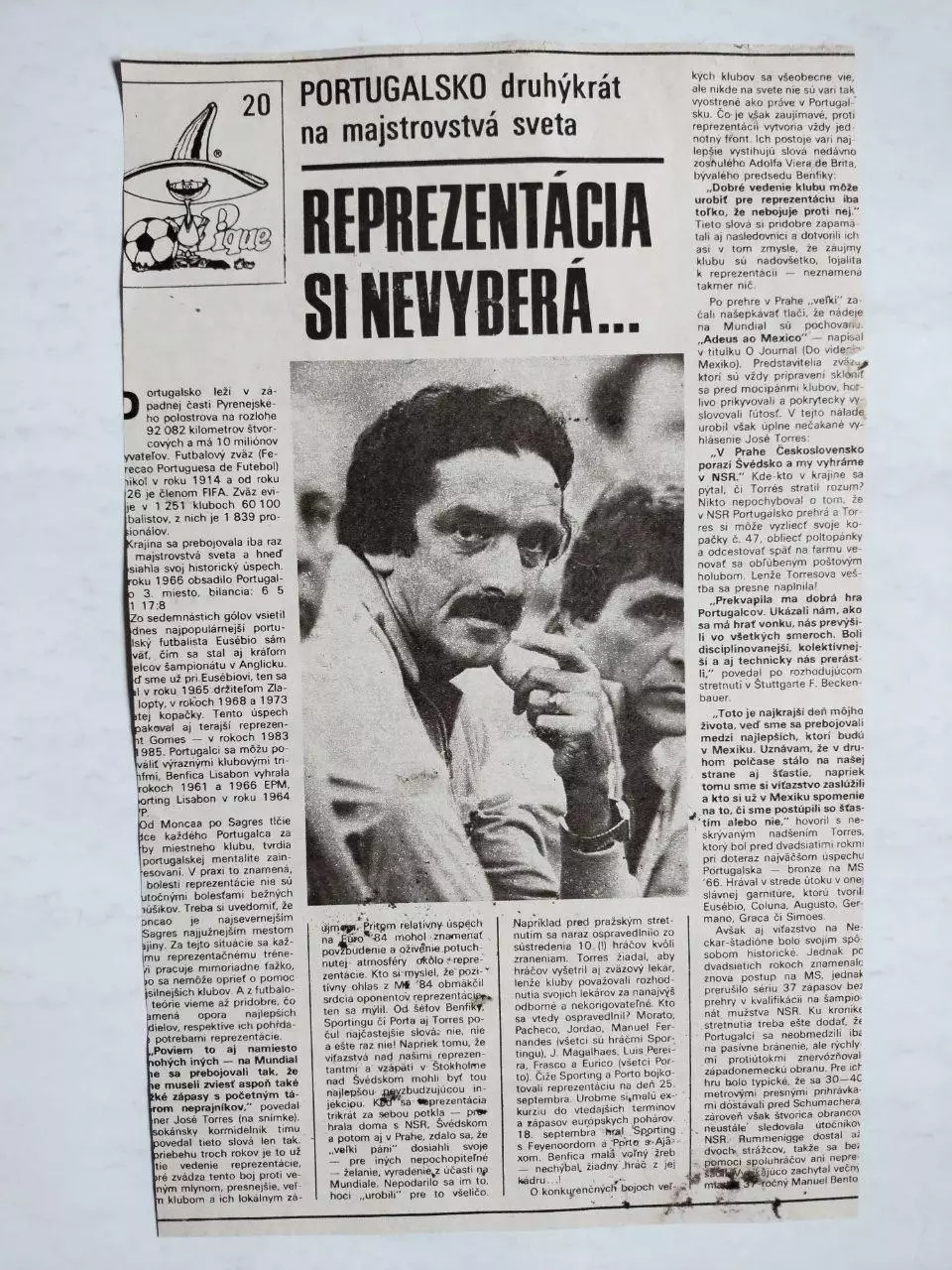 Постер участник чм по футболу из журнала Старт ЧССР- сборная Португалия 1986 год 1