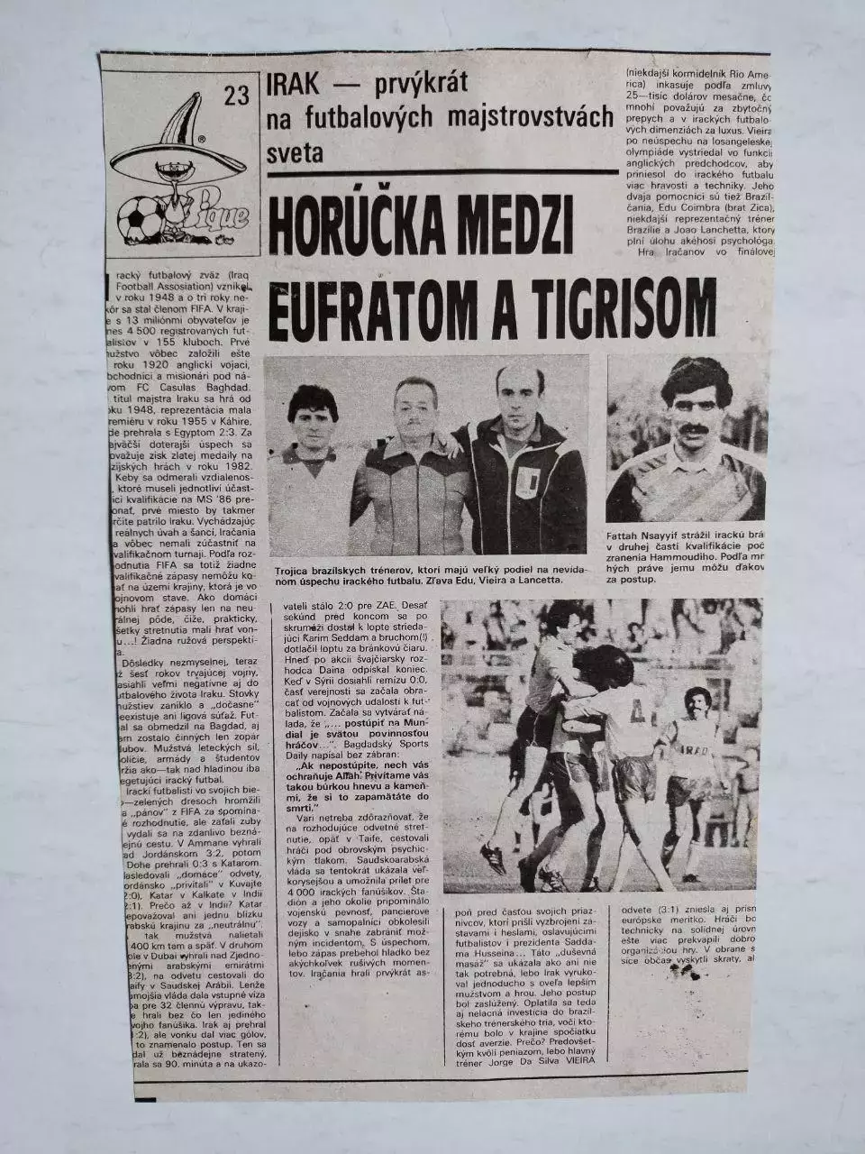Постер участник чм по футболу из журнала Старт ЧССР- сборная Ирак 1986 год 1