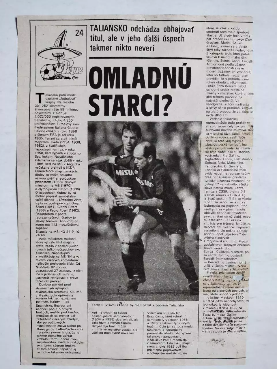 Постер участник чм по футболу из журнала Старт ЧССР- сборная Италия 1986 год 1