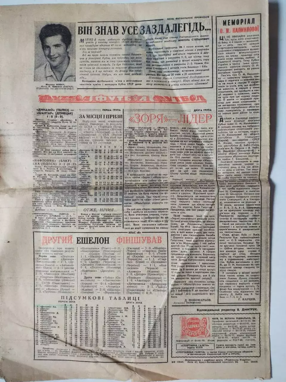 Спортивная газета.ДИНАМО КИЕВ- ВОЛОДАР КУБКА І ЧЕМПІОН СРСР 1966 рік 4