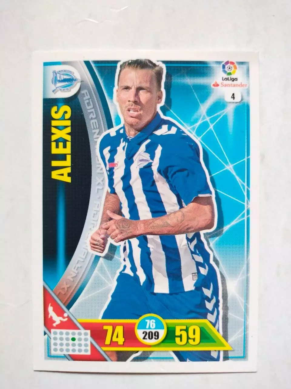 Карточка Футбол Panini Liga Santander 2016-17. Deportivo -Alexis № 4