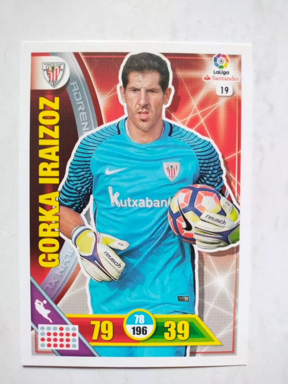 Карточка Футбол Panini Liga Santander 2016-17. Athletic-Gorka Iraizoz № 19