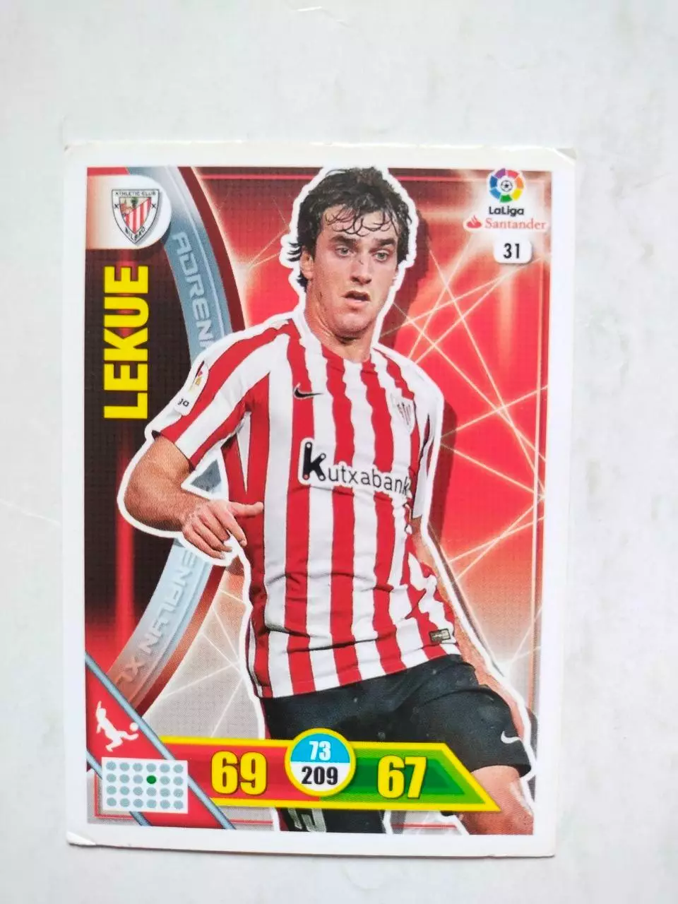 Карточка Футбол Panini Liga Santander 2016-17. Athletic- Inigo Lekue № 31