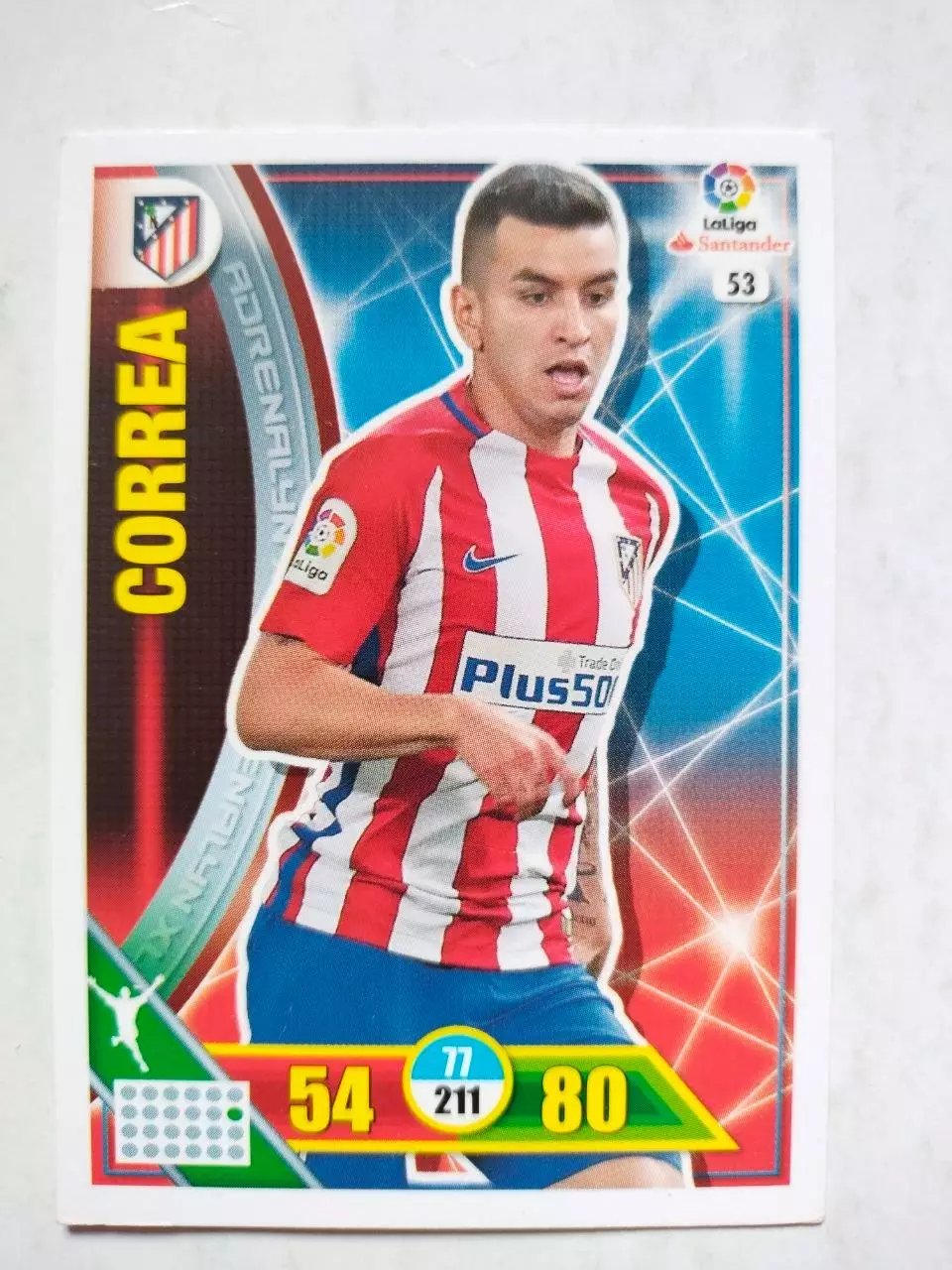 Карточка Футбол Panini Liga Santander 2016-17.Atletico Madrid -Correa № 53