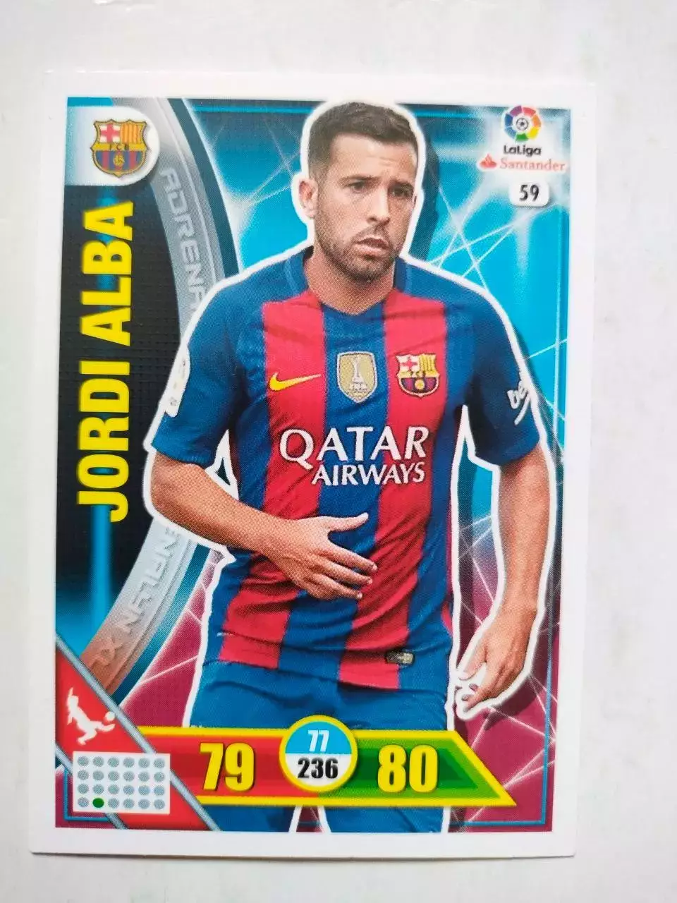 Карточка Футбол Panini Liga Santander 2016-17.Barcelona - Jordi Alba № 59