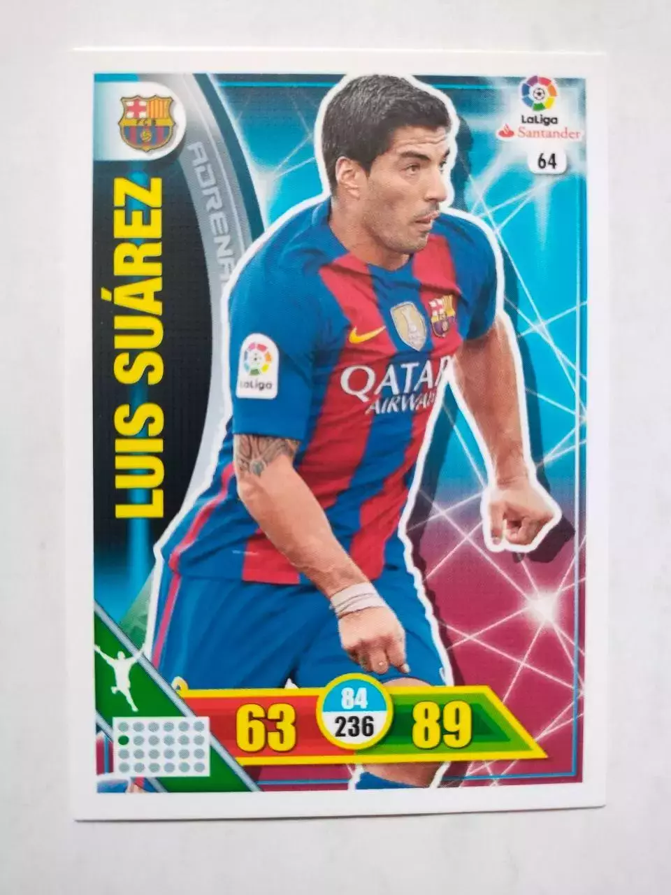 Карточка Футбол Panini Liga Santander 2016-17.Barcelona - Luis Suarez № 64