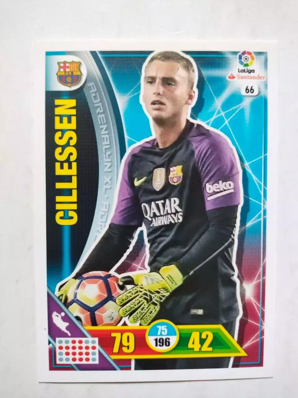 Карточка Футбол Panini Liga Santander 2016-17.Barcelona - Jasper Cillessen № 66