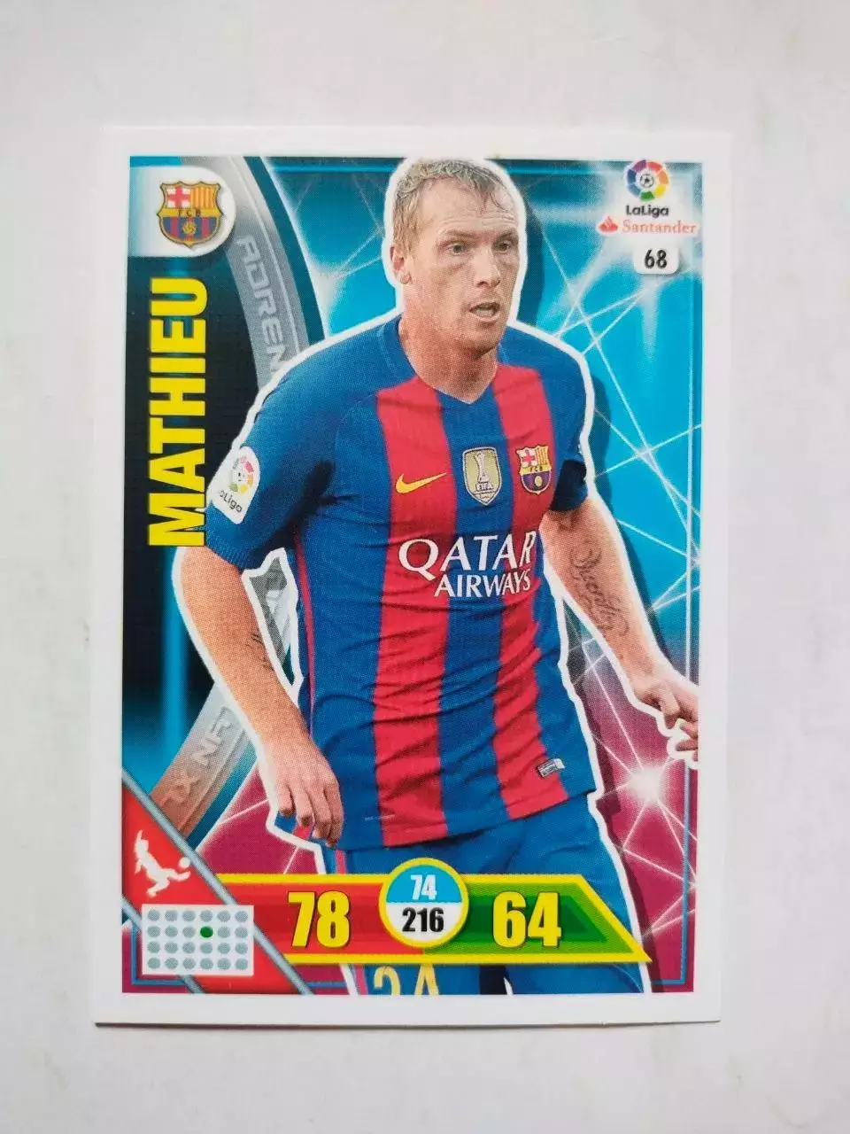 Карточка Футбол Panini Liga Santander 2016-17.Barcelona - Jeremy Mathieu № 68