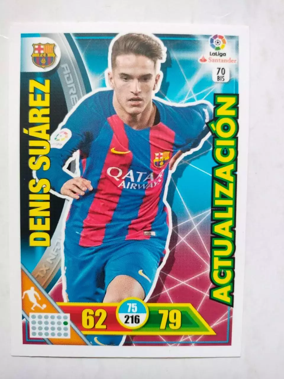 Карточка Футбол Panini Liga Santander 2016-17.Barcelona - Denis Suarez № 70 bis