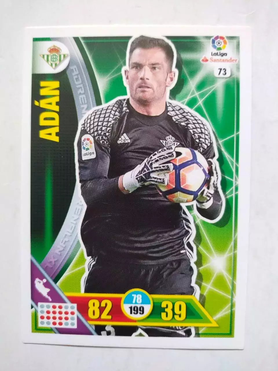 Карточка Футбол Panini Liga Santander 2016-17.Real Betis - Antonio Adan № 73