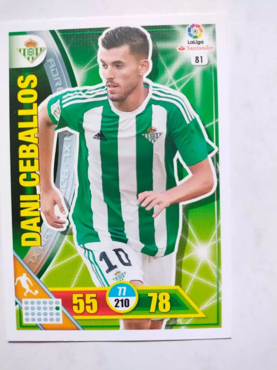 Карточка Футбол Panini Liga Santander 2016-17.Real Betis - Dani Ceballos № 81