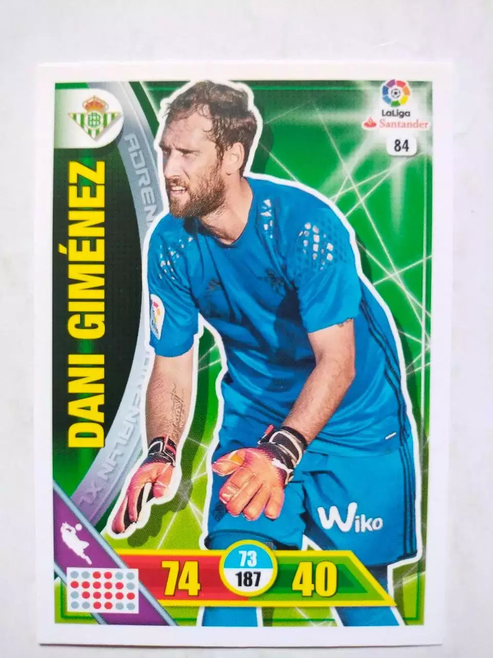 Карточка Футбол Panini Liga Santander 2016-17.Real Betis -Dani Gimenez № 84