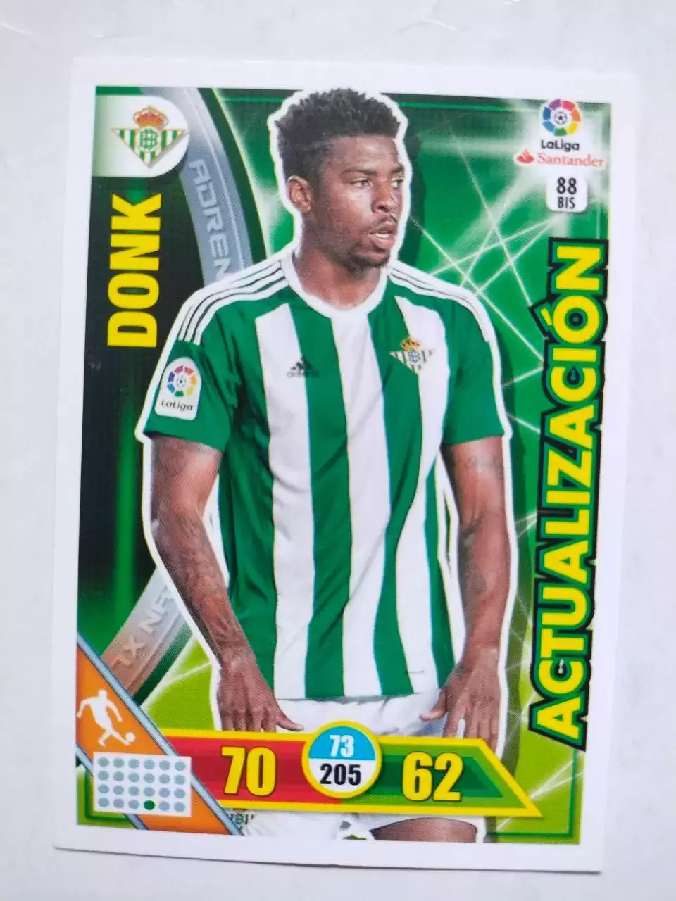 Карточка Футбол Panini Liga Santander 2016-17.Real Betis - Ryan Donk № 88 bis