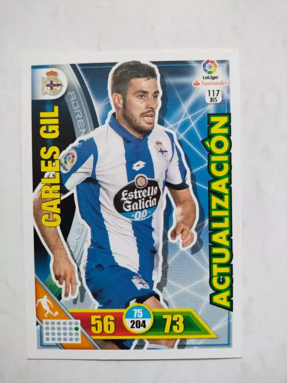 Карточка Panini Liga Santander 2016-17.Deportivo La Coruna- Carles Gil № 117 bis