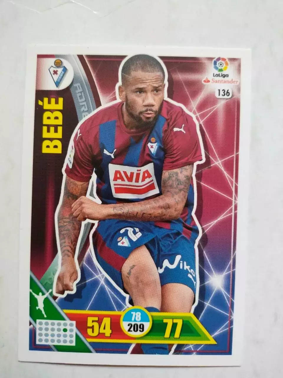 Карточка Футбол Panini Liga Santander 2016-17.Eibar- Bebe № 136