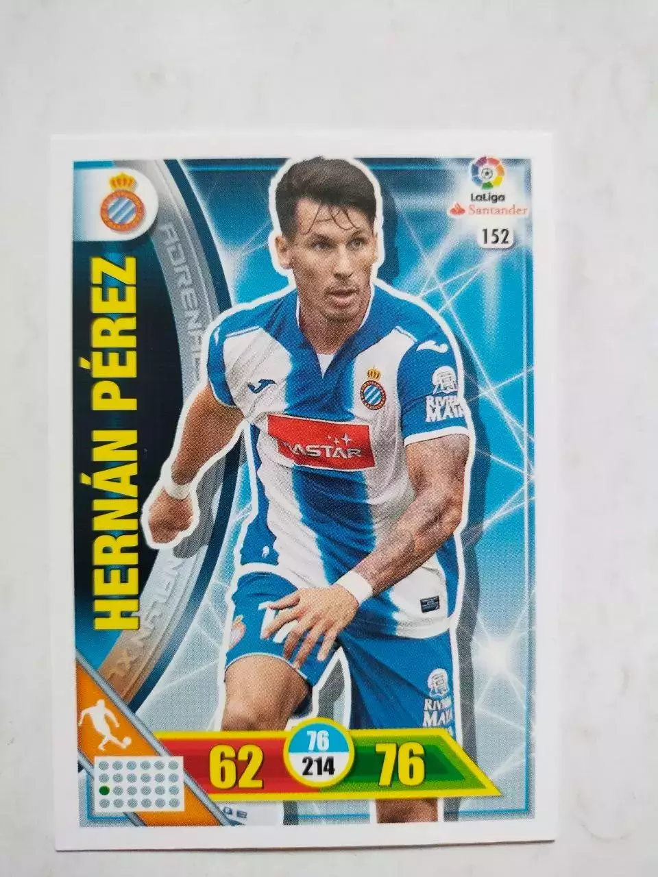 Карточка Футбол Panini Liga Santander 2016-17.Espanyol - Hernan Perez № 152