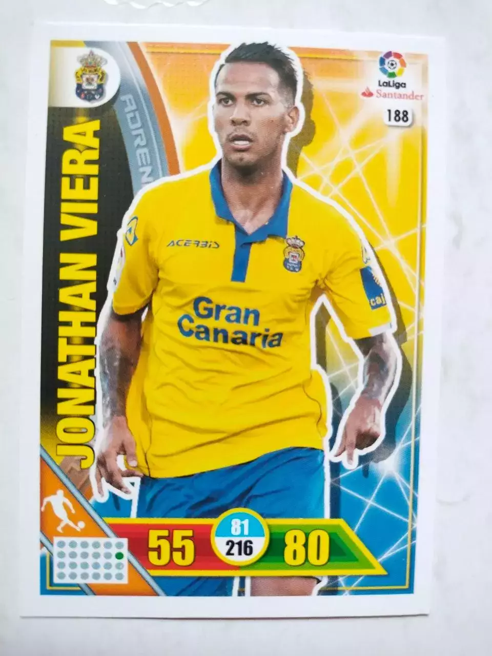 Карточка Футбол Panini Liga Santander 2016-17.Las Palmas - Jonathan Viera № 188