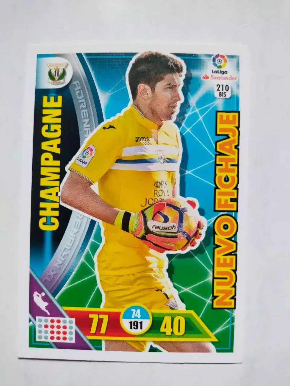 Карточка Футбол Panini Liga Santander 2016-17. Leganes - Champagne № 210 bis