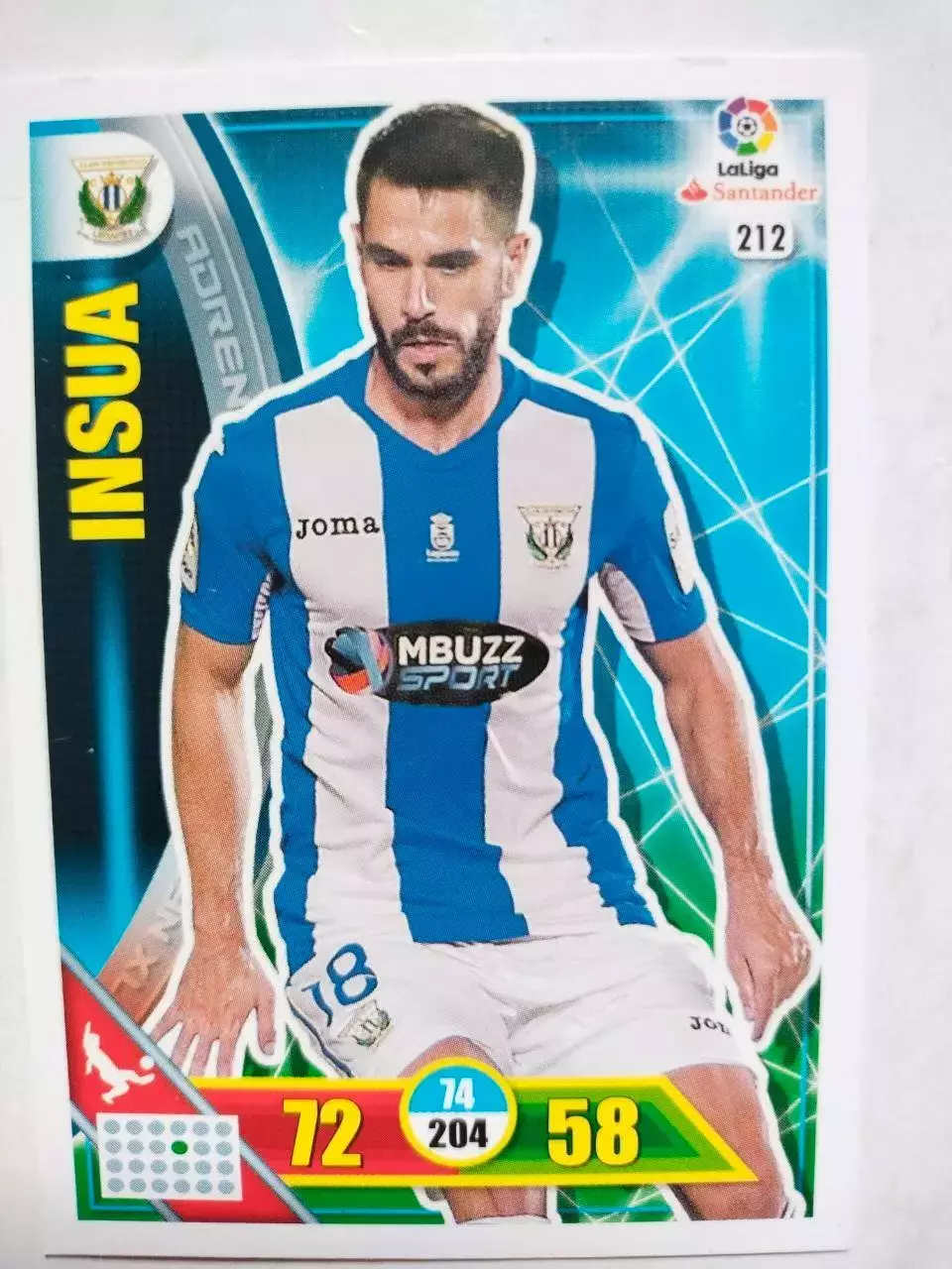 Карточка Футбол Panini Liga Santander 2016-17. Leganes -Pablo Insua № 212