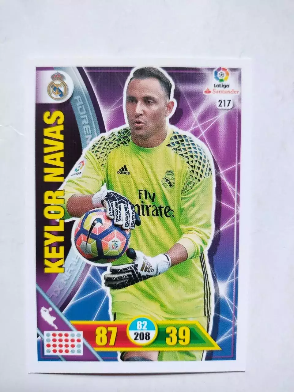 Карточка Футбол Panini Liga Santander 2016-17.Real Madrid -Keylor Navas № 217
