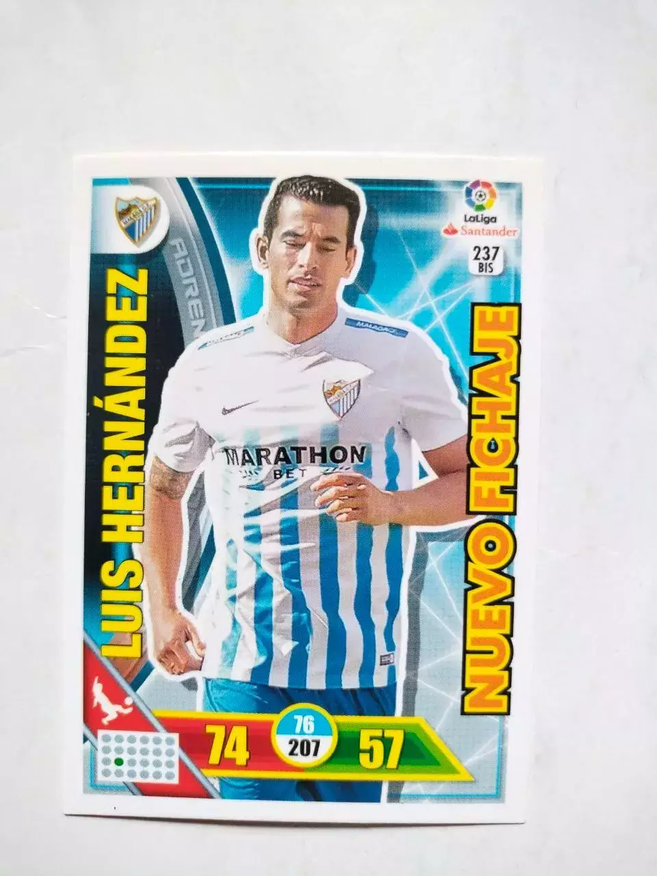 Карточка Футбол Panini Liga Santander 2016-17.Malaga - Luis Hernandez № 237 bis