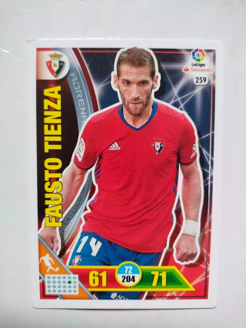 Карточка Футбол Panini Liga Santander 2016-17.Osasuna -Fausto Tienza № 259