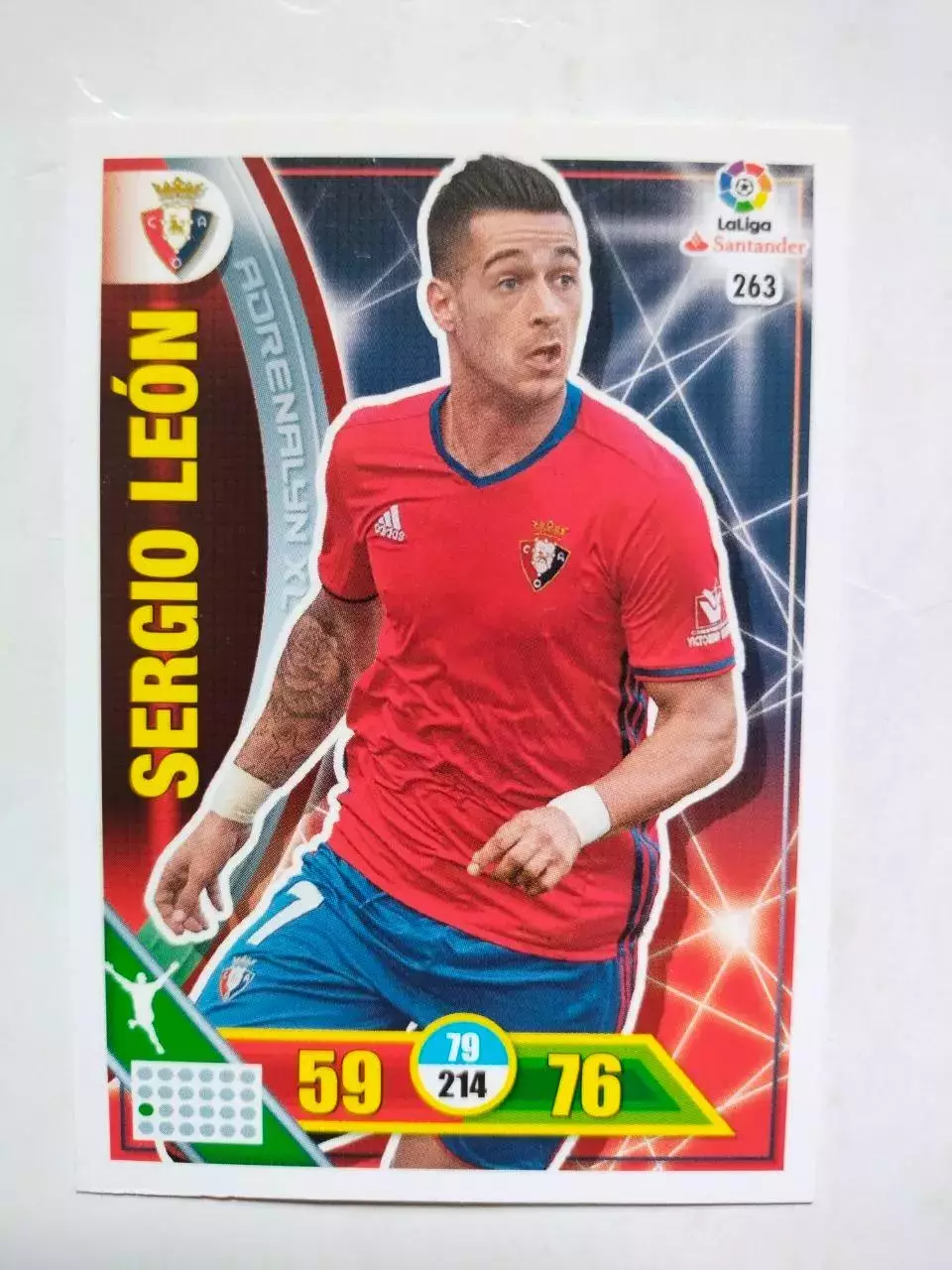 Карточка Футбол Panini Liga Santander 2016-17.Osasuna - Sergio Leon № 263