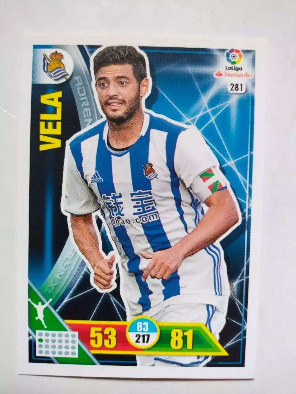 Карточка Футбол Panini Liga Santander 2016-17.Real Sociedad - Carlos Vela № 281