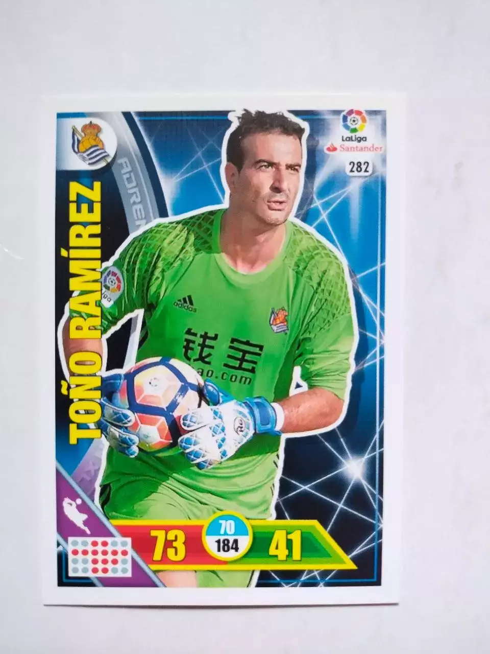 Карточка Футбол Panini Liga Santander 2016-17.Real Sociedad - Tono Ramirez № 282