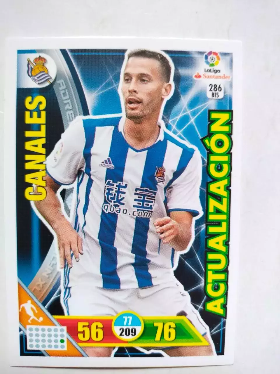 Карточка Футбол Panini Liga Santander 2016-17.Real Sociedad - Canales № 286 bis