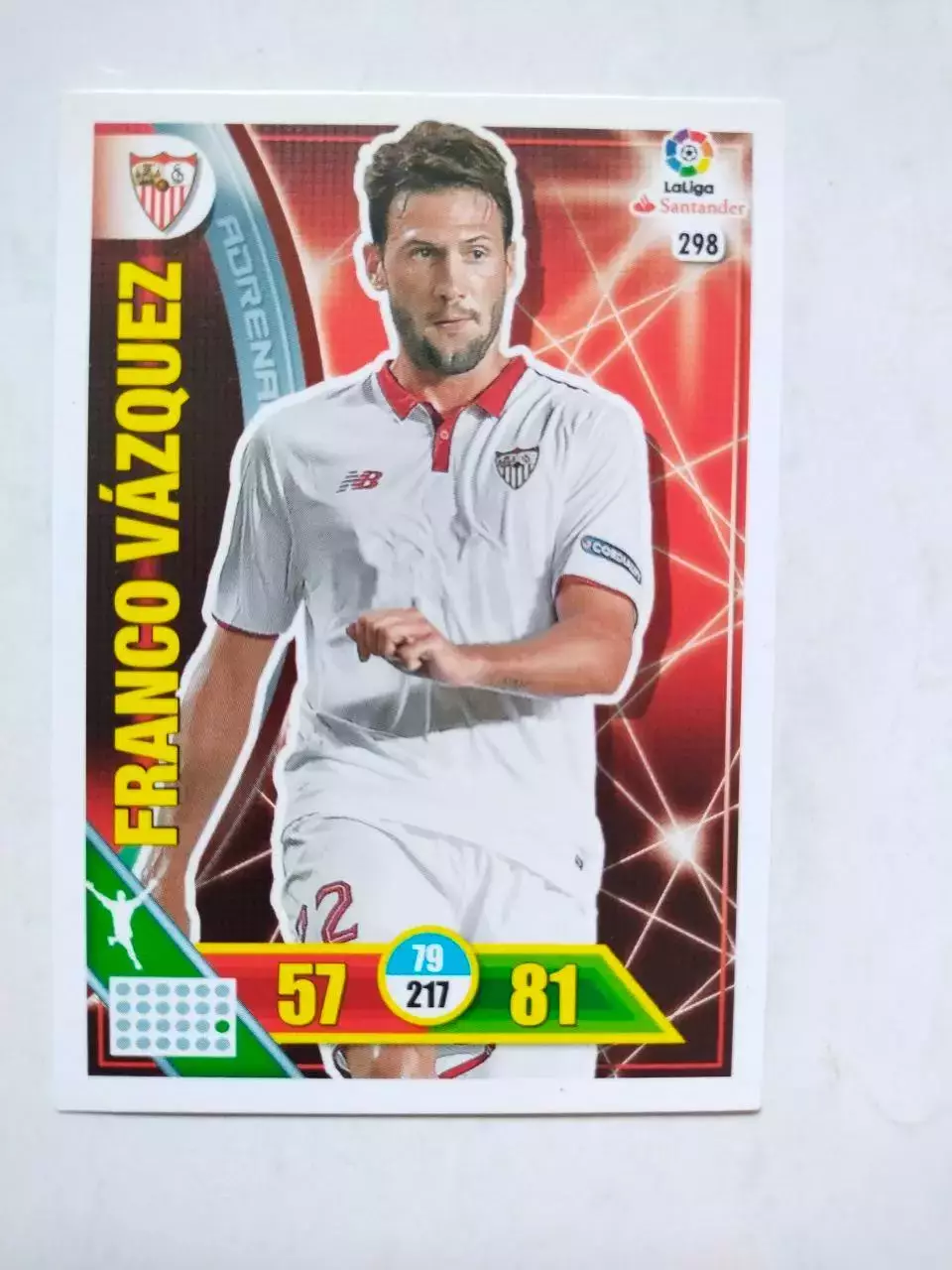 Карточка Футбол Panini Liga Santander 2016-17.Sevilla -Franco Vazquez № 298