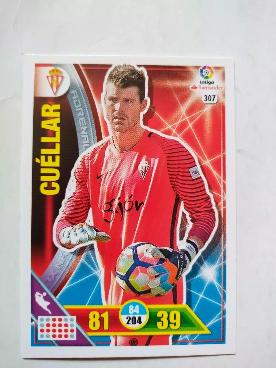 Карточка Футбол Panini Liga Santander 2016-17.Real Sporting - Ivan Cuellar № 307