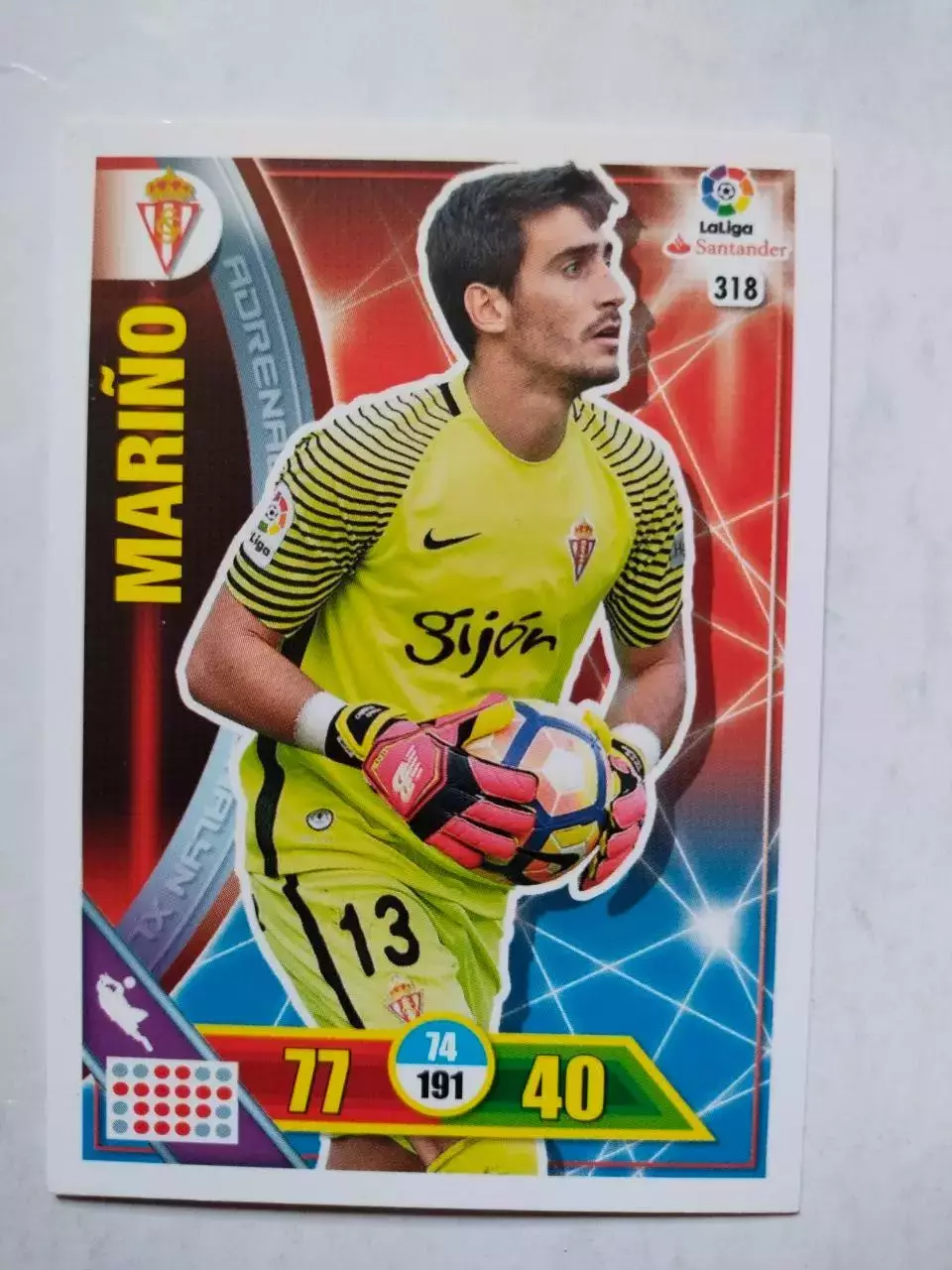 Карточка Футбол Panini Liga Santander 2016-17.Real Sporting -Marino № 318