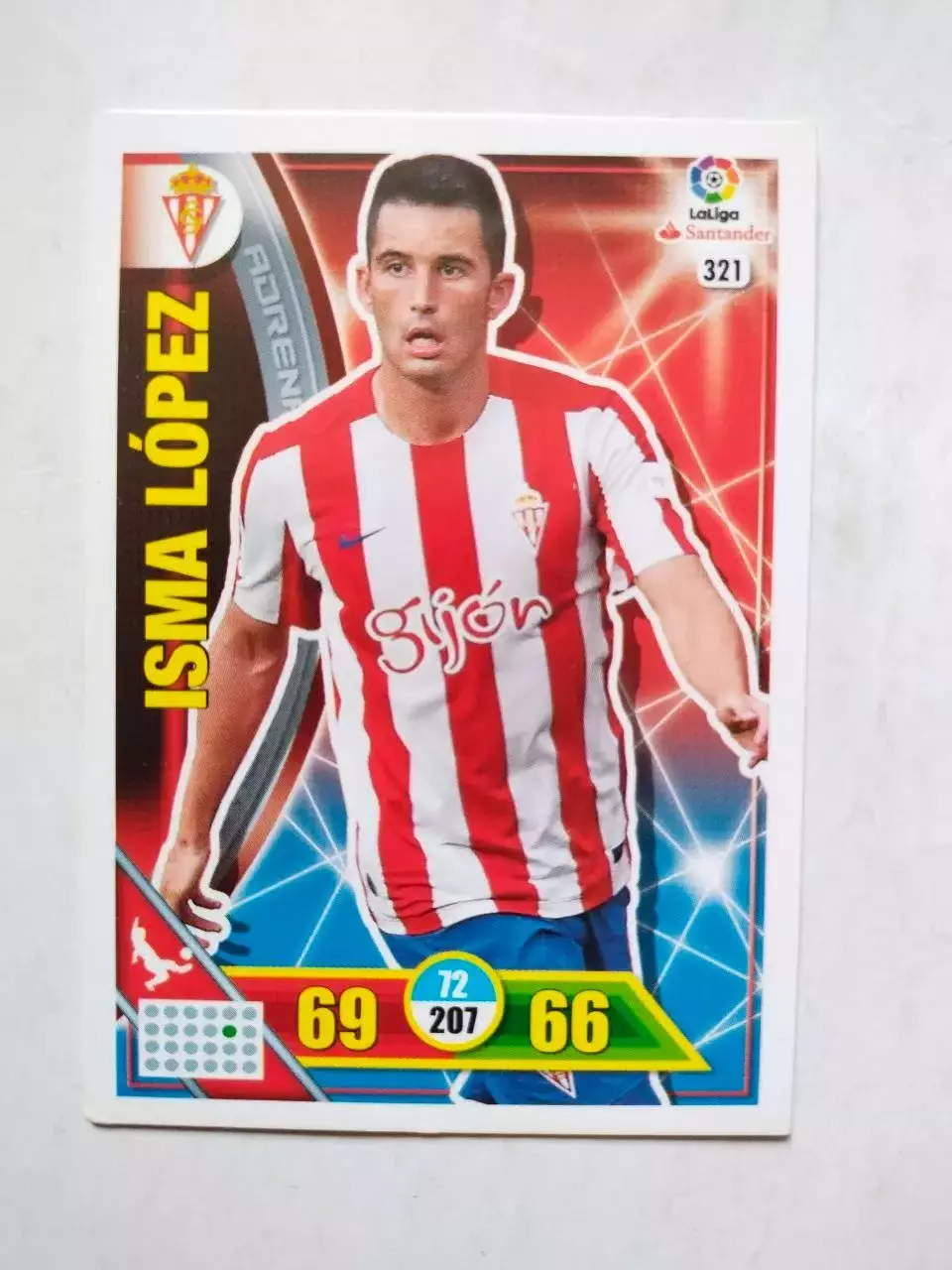 Карточка Футбол Panini Liga Santander 2016-17.Real Sporting - Isma Lopez № 321