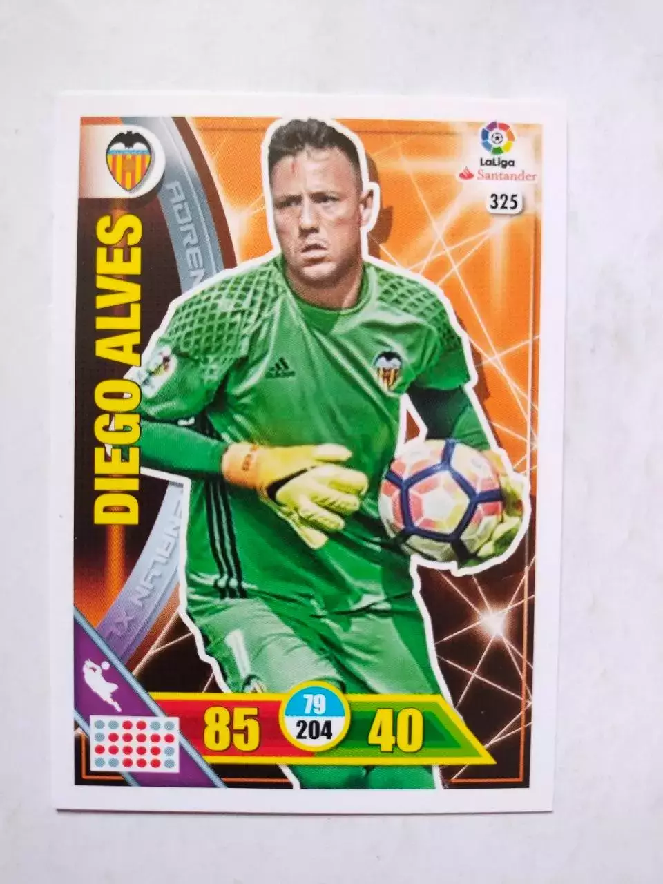 Карточка Футбол Panini Liga Santander 2016-17.Valencia - Diego Alves № 325