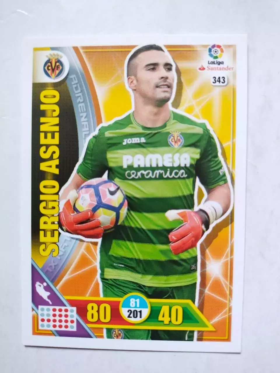 Карточка Футбол Panini Liga Santander 2016-17.Villarreal -Sergio Asenjo № 343