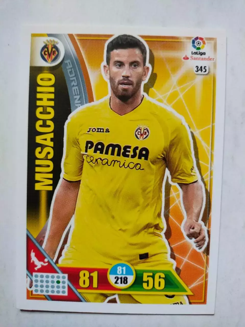 Карточка Футбол Panini Liga Santander 2016-17.Villarreal -Mateo Musacchio № 345