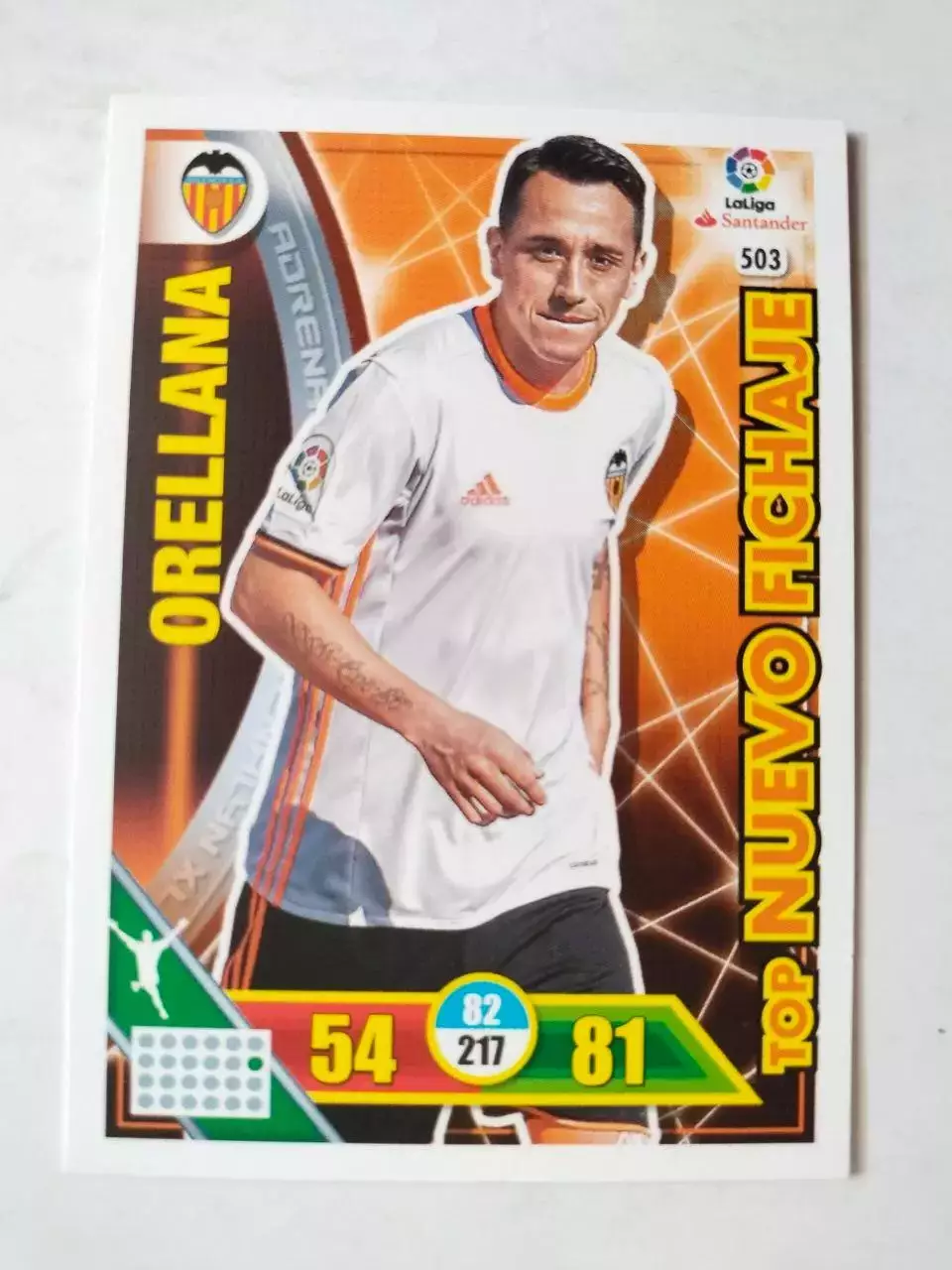 Карточка Футбол Panini Liga Santander 2016-17.Valencia-Fabian Orellana № 503