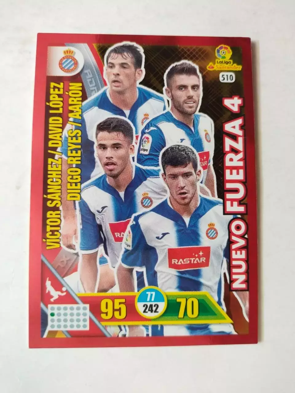 Карточка Футбол Panini Liga Santander 2016-17.Espanyol- Nuevo Fuerza 4 № 510