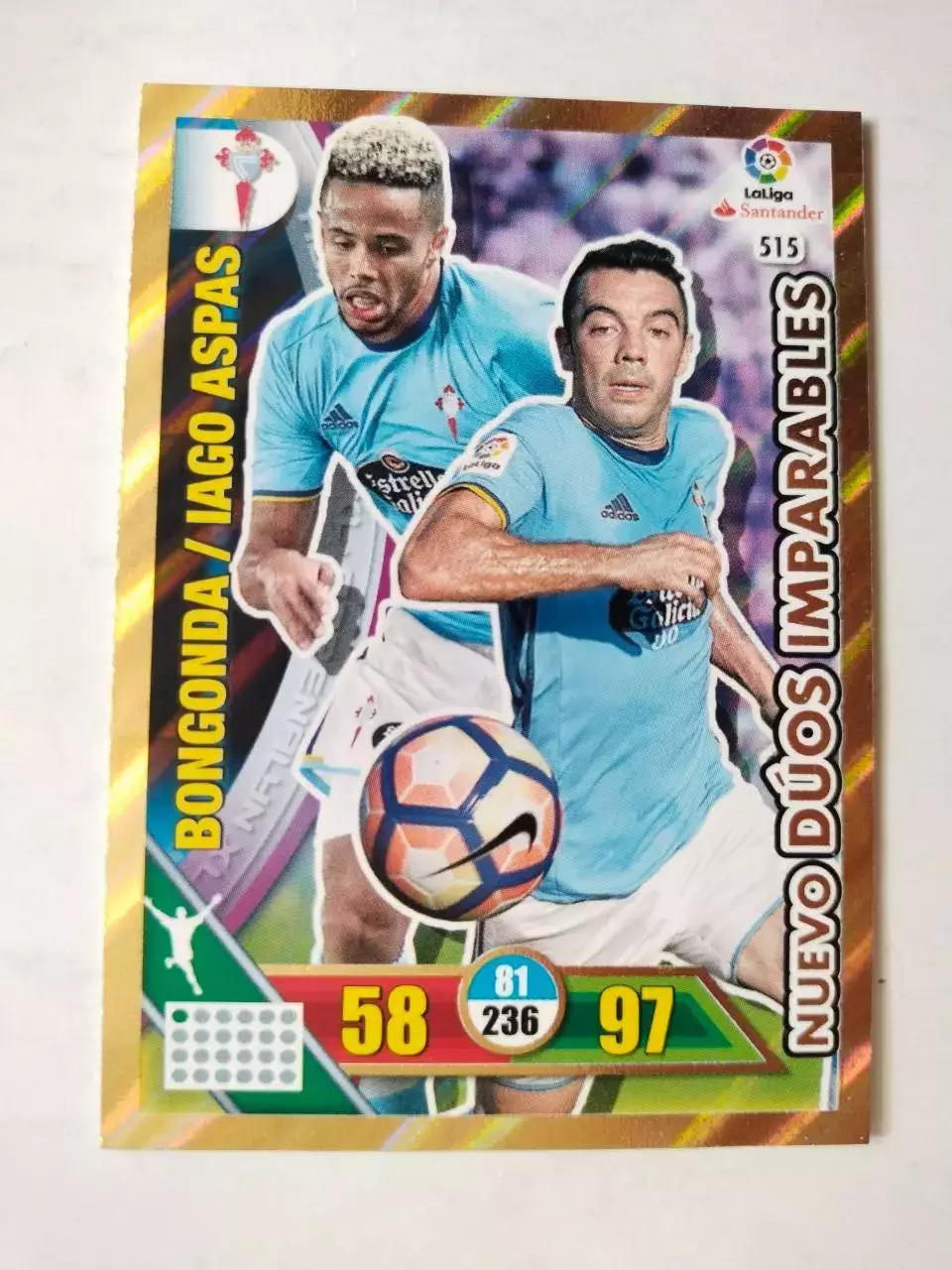 Карточка Футбол Panini Liga Santander 2016-17.Celta-Bongonda / Iago Aspas № 515
