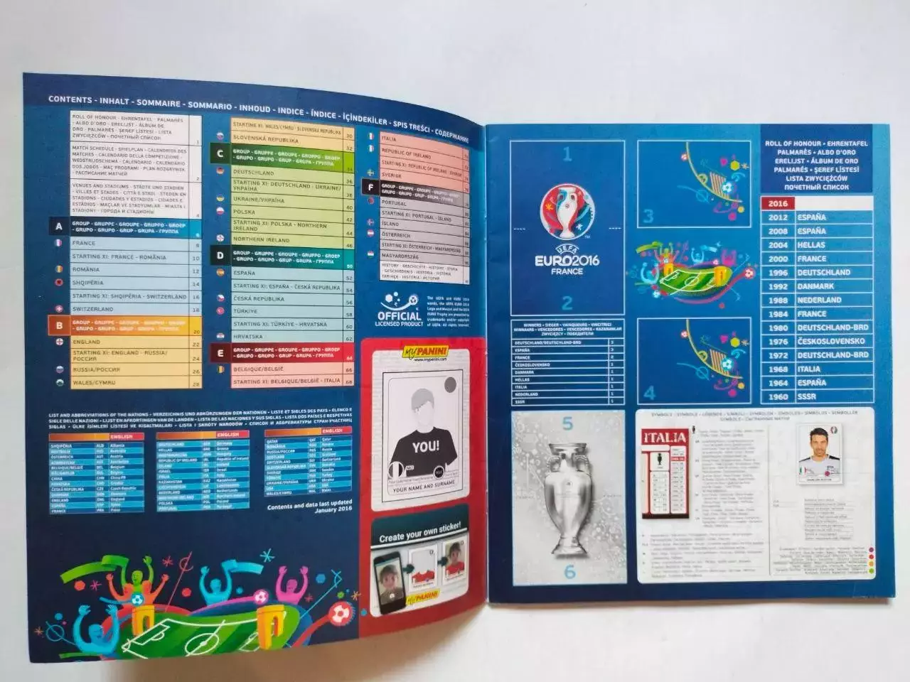 Альбом для наклеек фирмы PANINI Чемпионат Европы по футболу 2016 год Франция 1