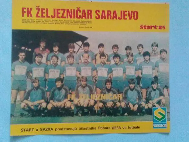 Постер из журнала Старт ЧССР-футбольный клуб Железничар Сараево Югославия 1985