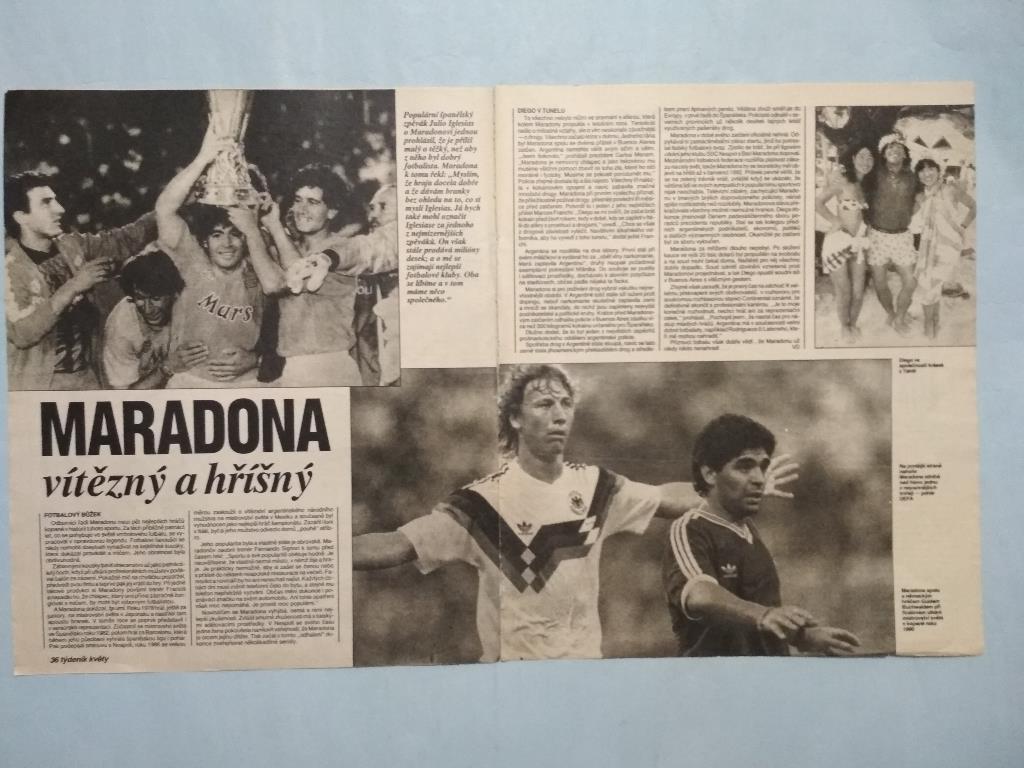 Из словацкого журнала фото и статья о футболисте сборной Аргентины - Марадона
