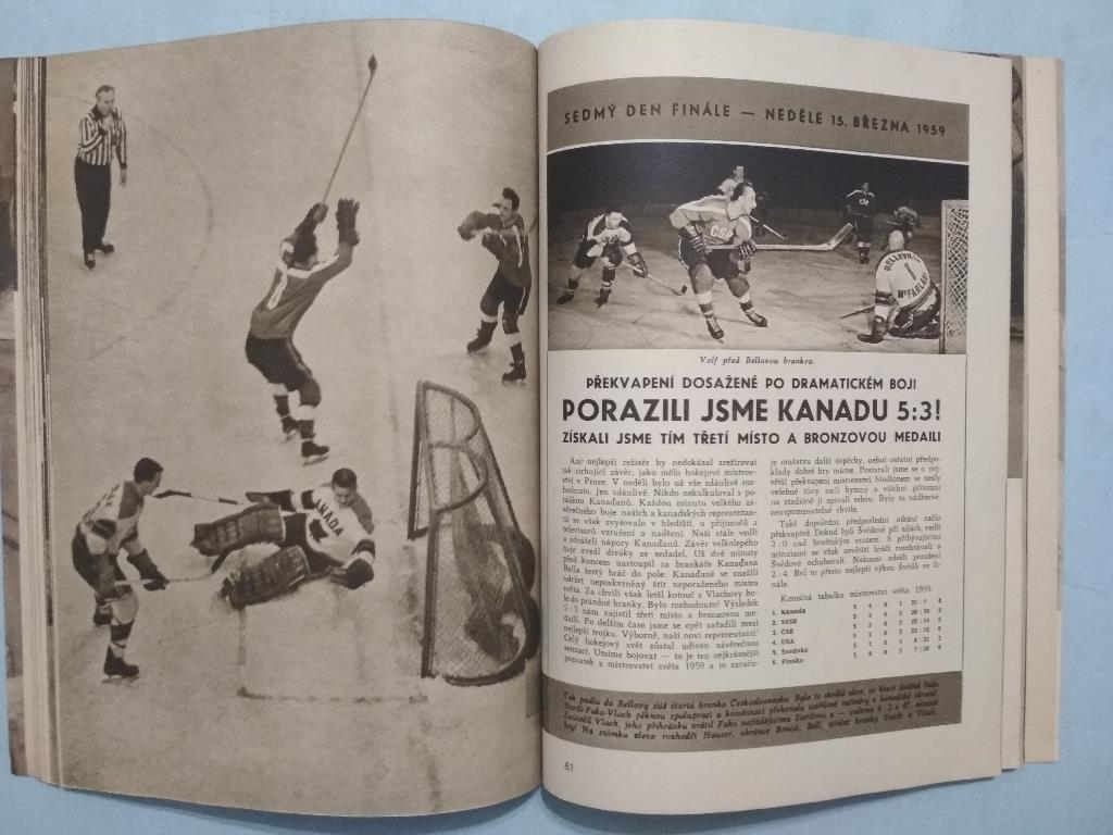 Чемпионат мира по хоккею 1959 год 1.Канада 2.СССР 3.Чехословакия + таблица 3