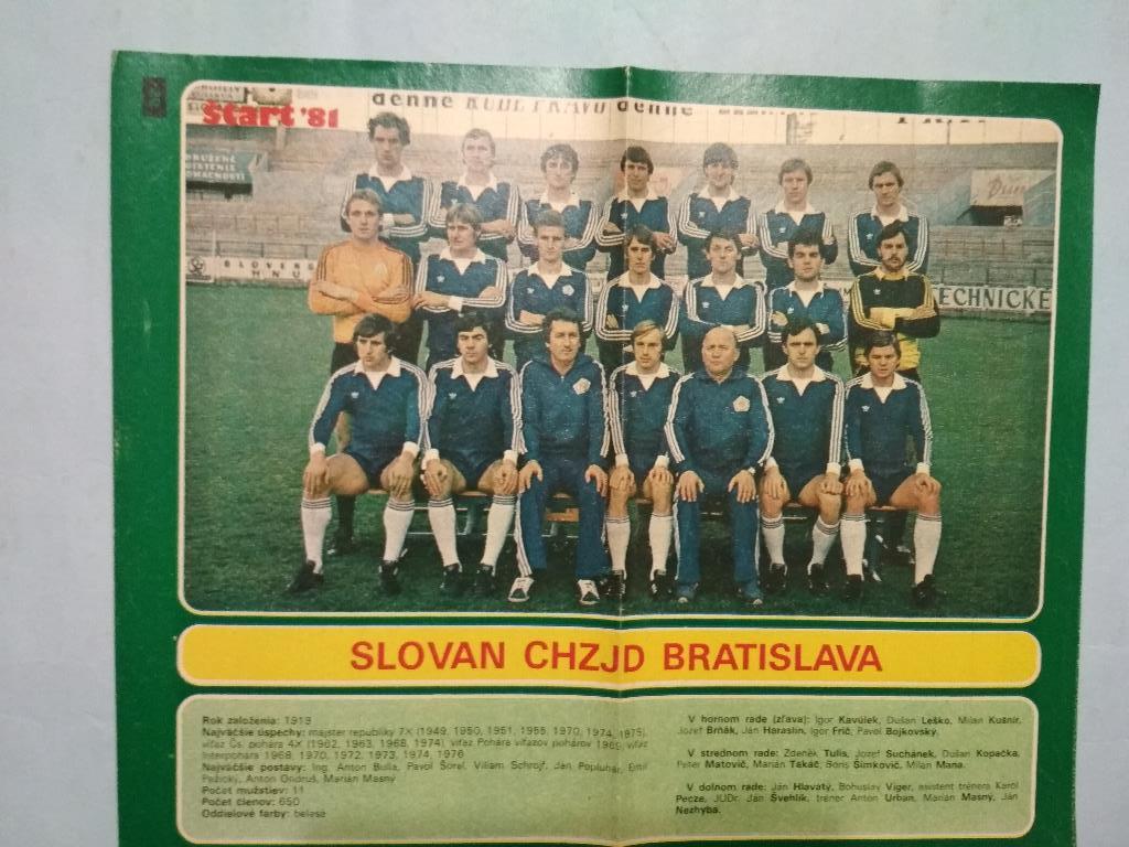 Из журнала Старт Чехия 1981 год - футбольный клуб Слован Братислава