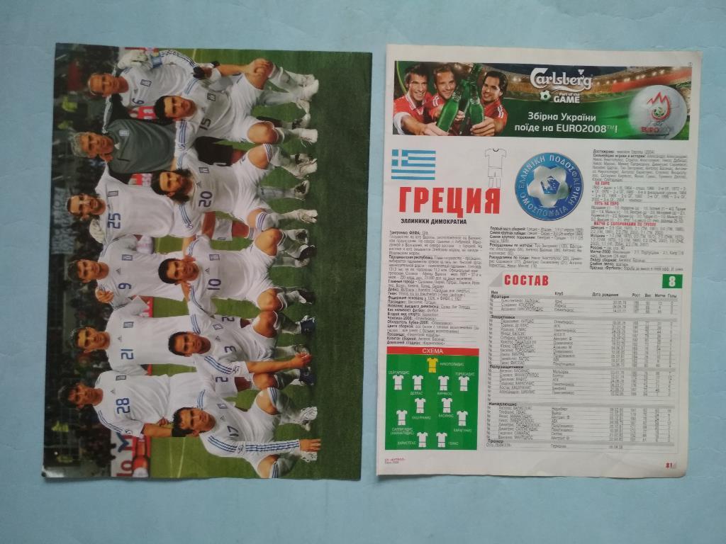 Из журнала Футбол Украина участник ЧЕ 2008 г. - футбольная сборная Греция