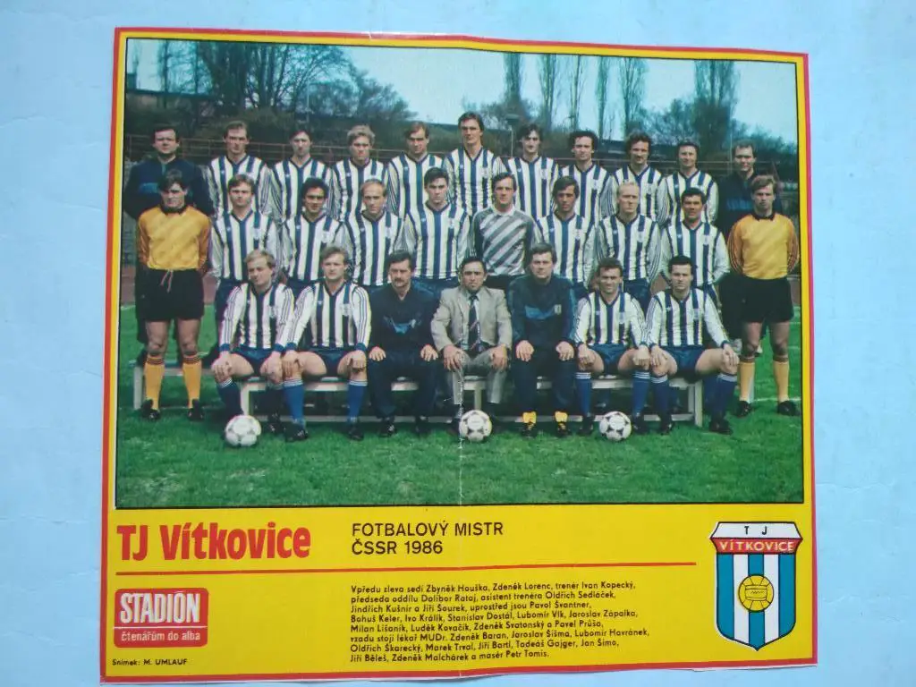 Из журнала Стадион Чехия 80 – е годы - футбольный клуб Витковице