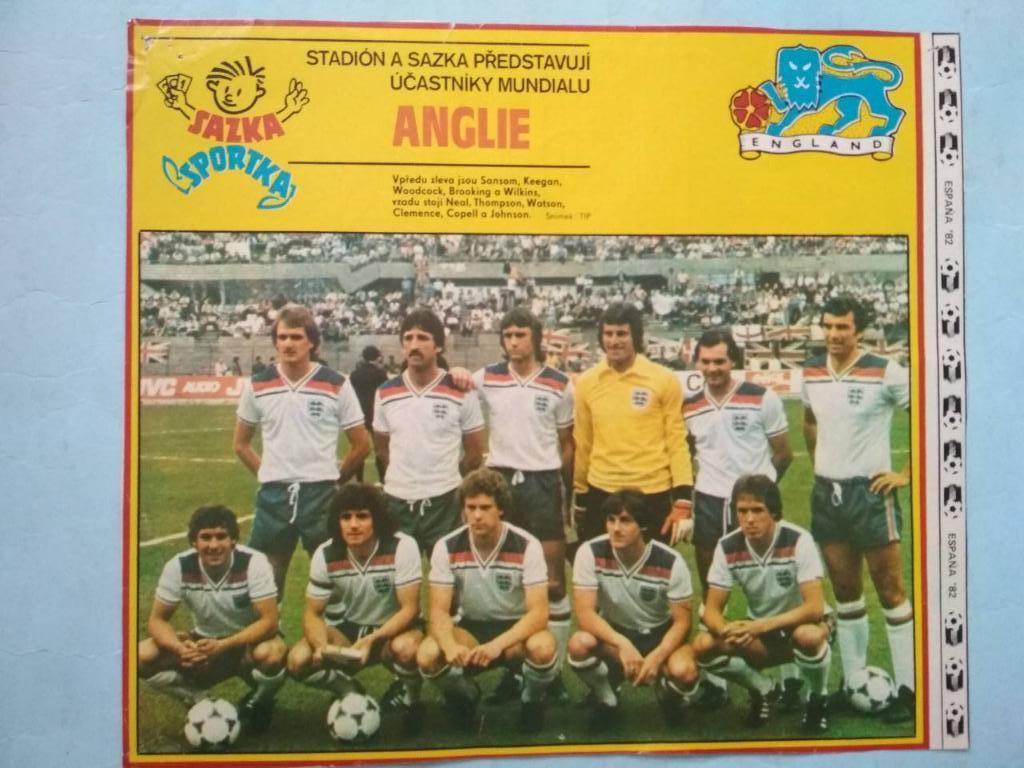 Из журнала Стадион 1982 год участник ЧМ по футболу Espana 82 - Сборная Англия