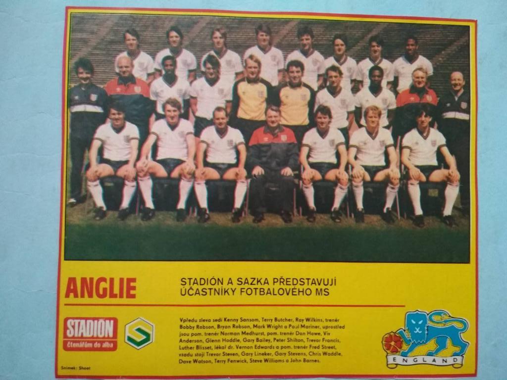 Из журнала Стадион ЧССР футбольная сборная участник чм 1986 г - Англия
